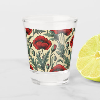 -geïnspireerde rode papaver shot glas