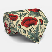 -geïnspireerde rode papaver stropdas (Opgerold)