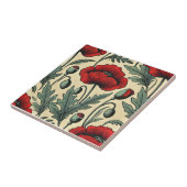 -geïnspireerde rode papaver tegeltje (Zijkant)