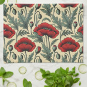 -geïnspireerde rode papaver theedoek (Gevouwen)