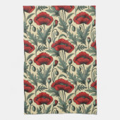 -geïnspireerde rode papaver theedoek (Verticaal)