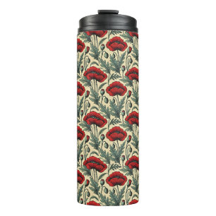 -geïnspireerde rode papaver thermosbeker