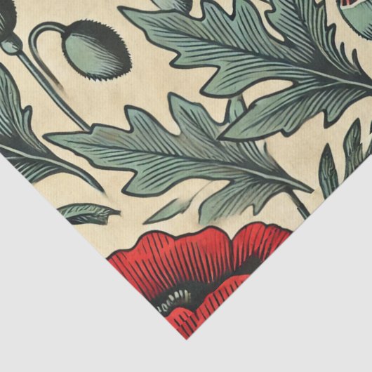 -geïnspireerde rode papaver tissuepapier (Detail)