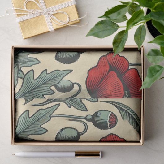 -geïnspireerde rode papaver tissuepapier (Geschenk)