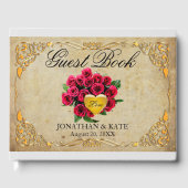  geïnspireerde rode rozen en gouden bruiloft gastenboek (Voorkant)