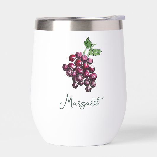  geïnspireerde rode wijndruiven met de hand geteke (Links)