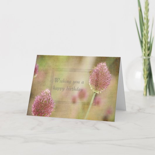 Geïnspireerde roze bloemen kaart (Voorkant)