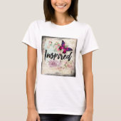 Geïnspireerde roze vlinder en shabby  Rozen T-shirt (Voorkant)