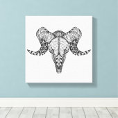 Geïnspireerde schapenschedel 6 canvas afdruk (Insitu (Houten vloer))