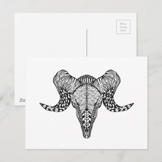 Geïnspireerde schedel briefkaart (Voorkant / Achterkant)