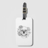 Geïnspireerde schedel en bloemen bagagelabel (Voorkant (verticaal))