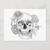 Geïnspireerde schedel en bloemen briefkaart (Voorkant)