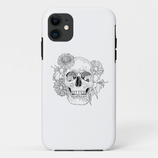Geïnspireerde schedel en bloemen Case-Mate iPhone case (Achterkant)
