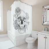 Geïnspireerde schedel en bloemen douchegordijn (In situ)