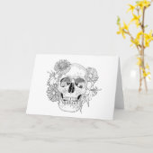 Geïnspireerde schedel en bloemen kaart (Gele Bloem)
