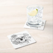 Geïnspireerde schedel en bloemen kartonnen onderzetters (Insitu)