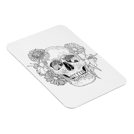 Geïnspireerde schedel en bloemen magneet (Rechterzijde)