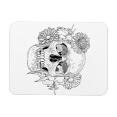 Geïnspireerde schedel en bloemen magneet (Horizontaal)