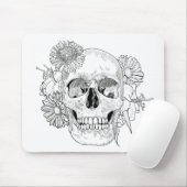 Geïnspireerde schedel en bloemen muismat (Met muis)