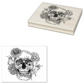 Geïnspireerde schedel en bloemen rubberstempel (Gestempeld)