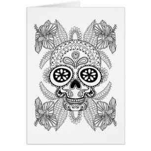 Geïnspireerde schedel in bloemen