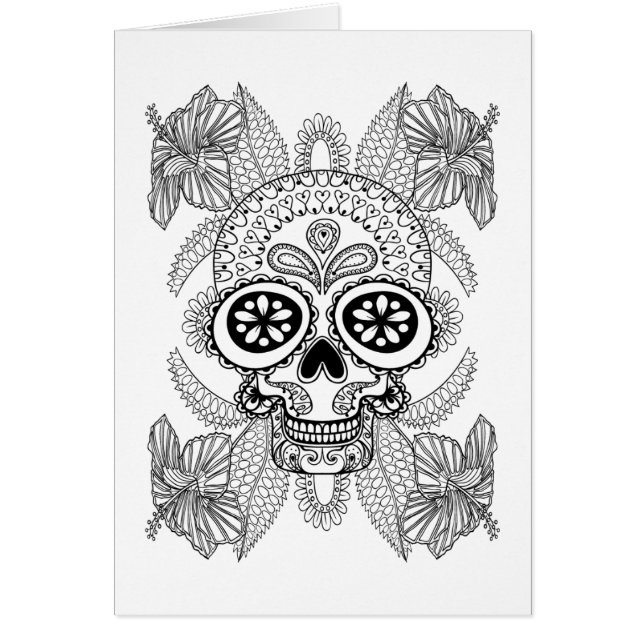 Geïnspireerde schedel in bloemen (Voorkant)