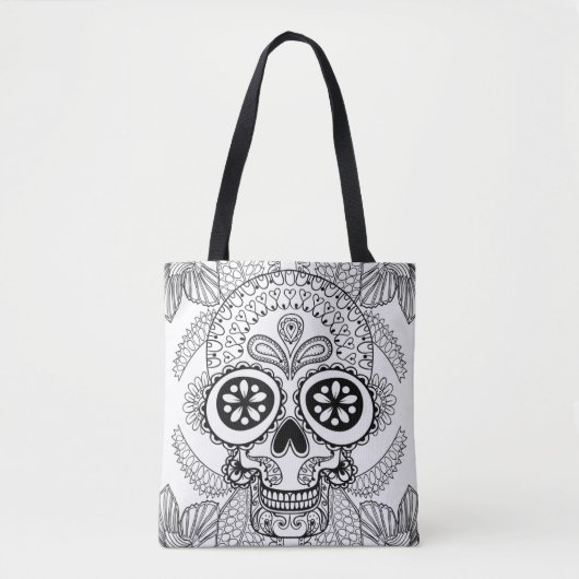 Geïnspireerde schedel in bloemen 2 tote bag (Voorkant)