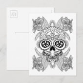 Geïnspireerde schedel in bloemen briefkaart (Voorkant / Achterkant)