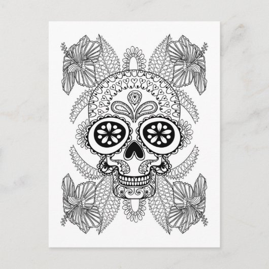 Geïnspireerde schedel in bloemen briefkaart (Voorkant)