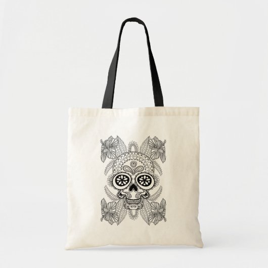 Geïnspireerde schedel in bloemen tote bag (Voorkant)