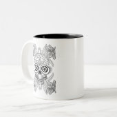 Geïnspireerde schedel in bloemen tweekleurige koffiemok (Voorkant links)