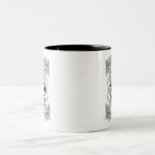 Geïnspireerde schedel in bloemen tweekleurige koffiemok (Center)