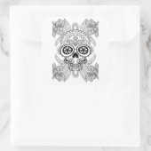 Geïnspireerde schedel in bloemen vierkante sticker (Tas)