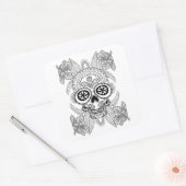 Geïnspireerde schedel in bloemen vierkante sticker (Envelop)