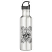 Geïnspireerde schedel in bloemen waterfles  (Voorkant)