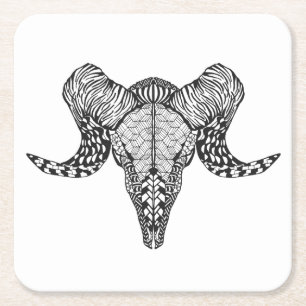 Geïnspireerde schedel kartonnen onderzetters