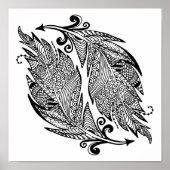 Geïnspireerde schets van veren 2 poster (Voorkant)