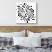 Geïnspireerde schets van veren 6 canvas afdruk (Insitu (Slaapkamer))