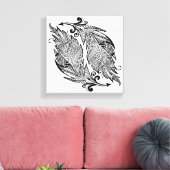 Geïnspireerde schets van veren 6 canvas afdruk (Insitu (Woonkamer))