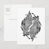 Geïnspireerde schets van veren briefkaart (Voorkant / Achterkant)