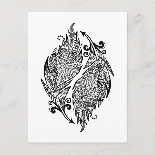 Geïnspireerde schets van veren briefkaart (Voorkant)