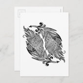 Geïnspireerde schets van veren briefkaart (Voorkant / Achterkant)