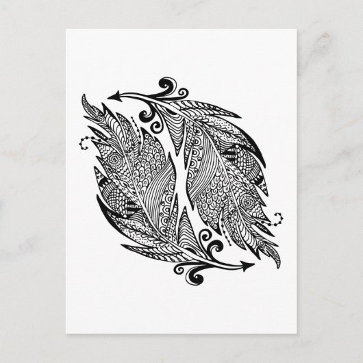 Geïnspireerde schets van veren briefkaart (Voorkant)
