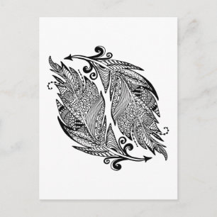 Geïnspireerde schets van veren briefkaart