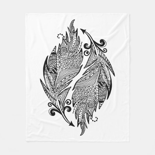 Geïnspireerde schets van veren fleece deken (Voorkant)