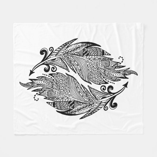 Geïnspireerde schets van veren fleece deken (Voorkant (Horizontaal))