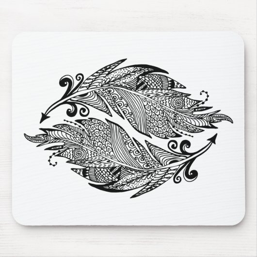 Geïnspireerde schets van veren muismat (Voorkant)