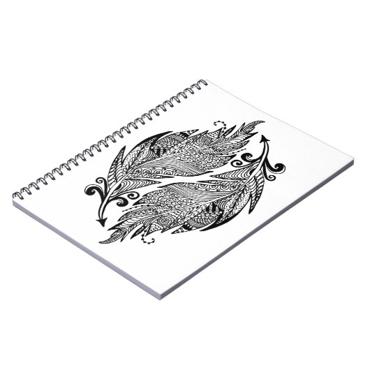 Geïnspireerde schets van veren notitieboek (Linkerzijde)