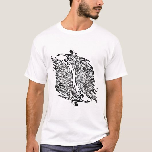 Geïnspireerde schets van veren t-shirt (Voorkant)
