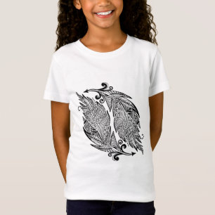 Geïnspireerde schets van veren t-shirt